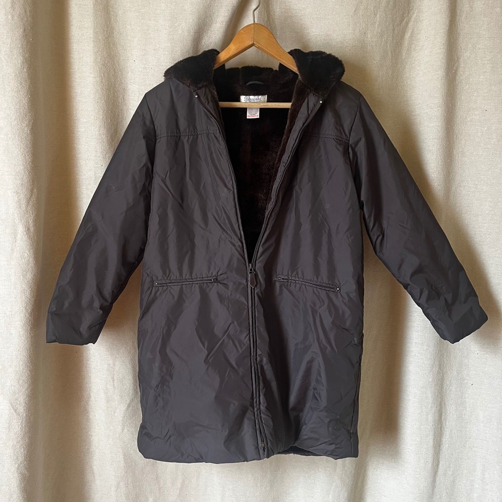 Bonpoint Kids Hooded Faux Fur Lined Coat Size 6 Black Winter Jacket‎
